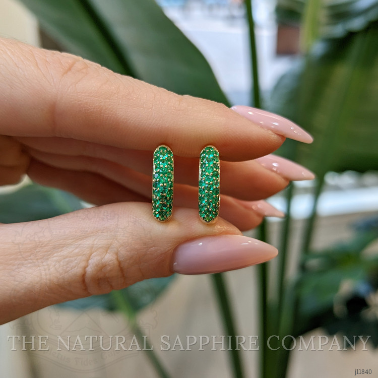 2.62 Ct.Tw. Emerald Pave Earrings, 14K Yellow Gold