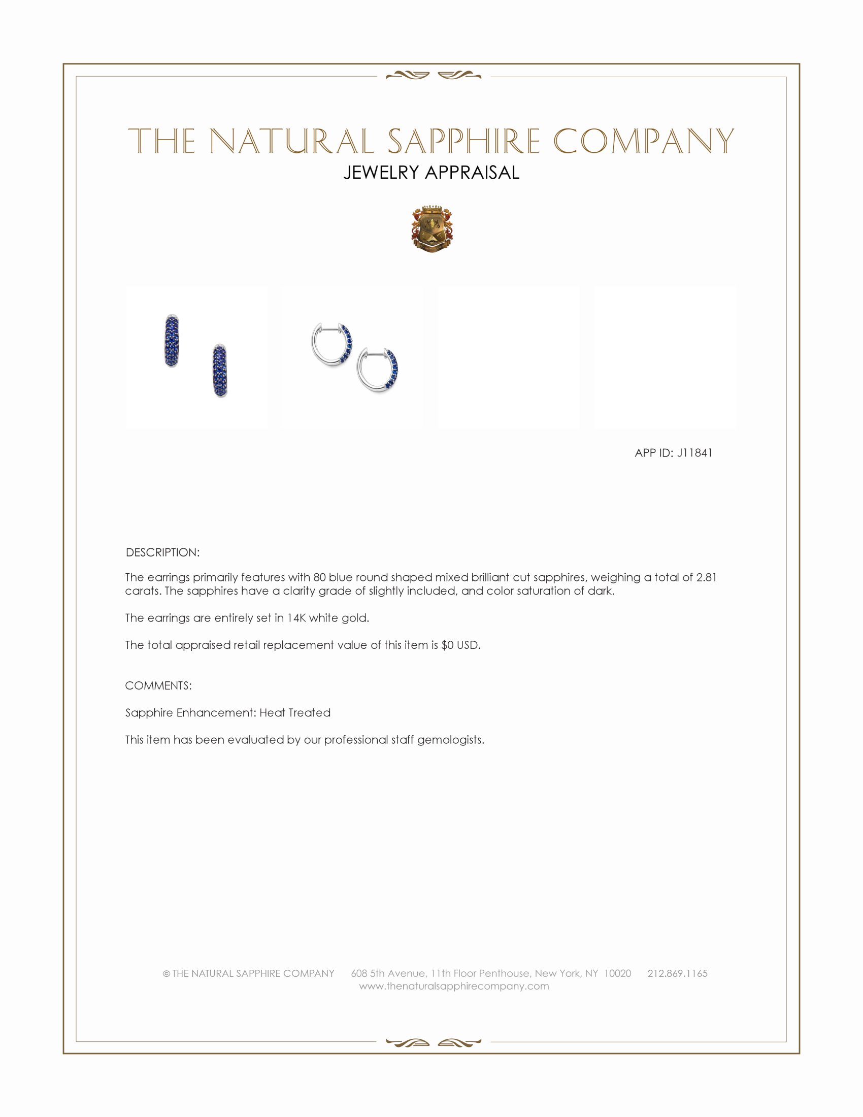 2.81 Ct.Tw. Blue Sapphire Pave Earrings, 14K White Gold