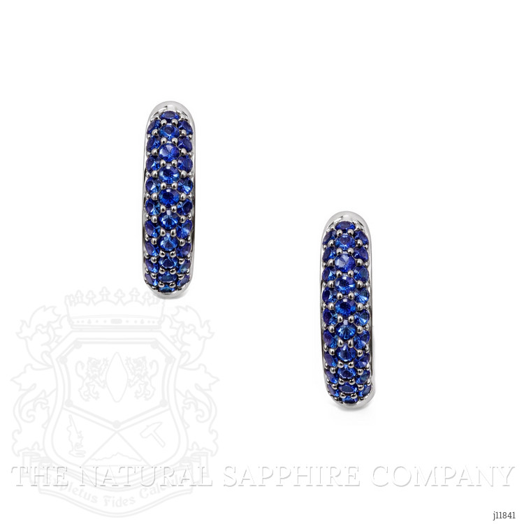 2.81 Ct.Tw. Blue Sapphire Pave Earrings, 14K White Gold