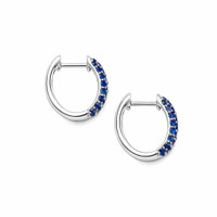 2.81&nbsp;Ct.Tw.Total Carat Weight Blue Sapphire Pave Earrings, 14K White Gold Image
