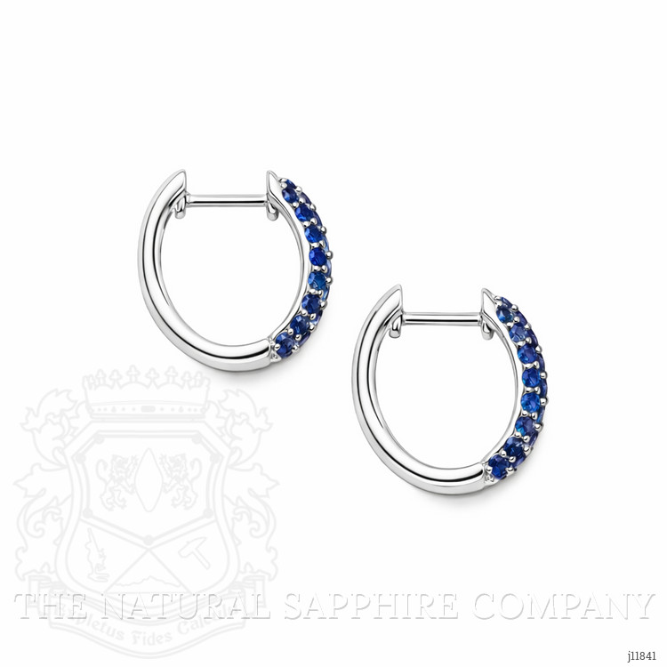 2.81 Ct.Tw. Blue Sapphire Pave Earrings, 14K White Gold