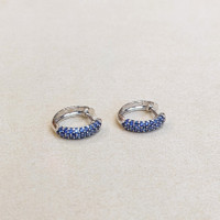 2.81&nbsp;Ct.Tw.Total Carat Weight Blue Sapphire Pave Earrings, 14K White Gold Life Style