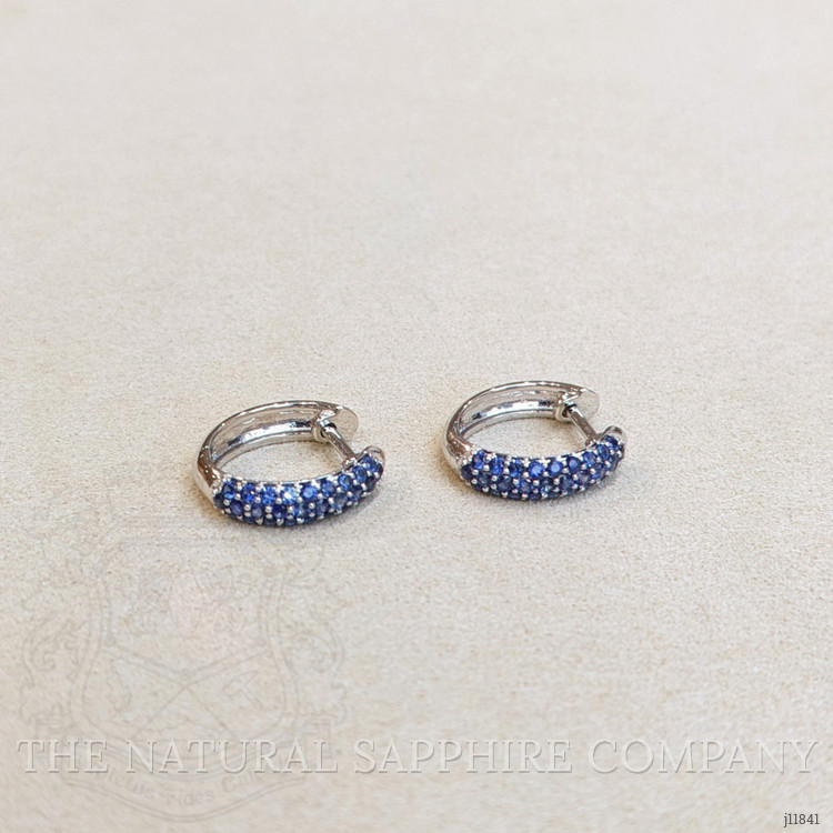 2.81 Ct.Tw. Blue Sapphire Pave Earrings, 14K White Gold