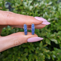 2.81&nbsp;Ct.Tw.Total Carat Weight Blue Sapphire Pave Earrings, 14K White Gold Life Style