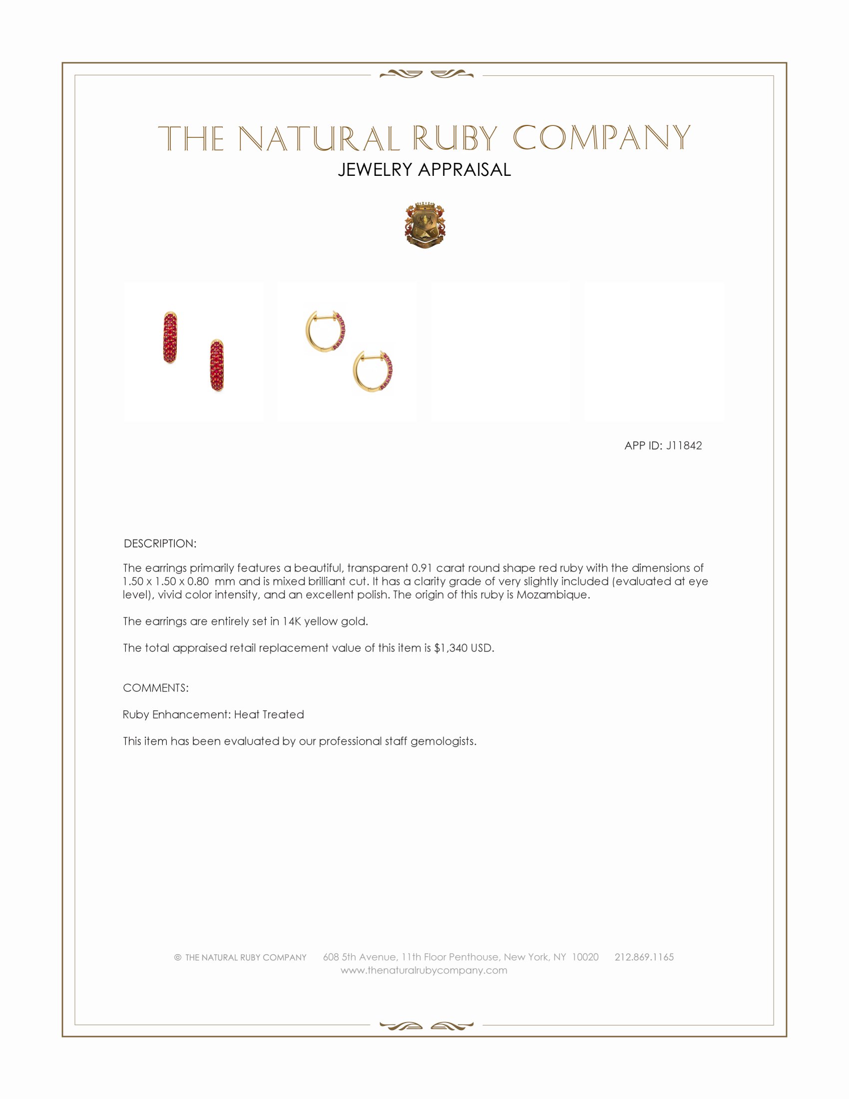 0.91 Ct.Tw. Ruby Pave Earrings, 14K Yellow Gold