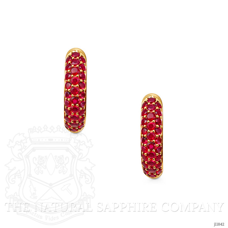 0.91 Ct.Tw. Ruby Pave Earrings, 14K Yellow Gold
