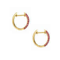 0.91 Ct.Tw.Total Carat Weight Ruby Pave Earrings, 14K Yellow Gold Image