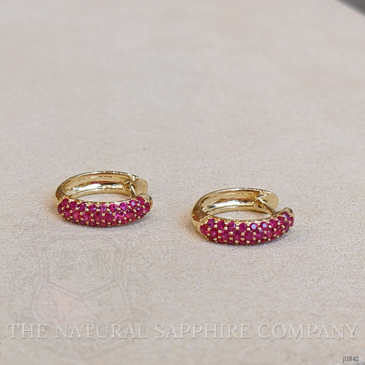 0.91 Ct.Tw. Ruby Pave Earrings, 14K Yellow Gold
