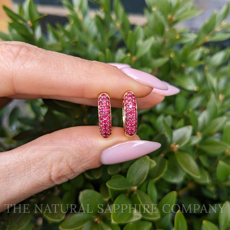 0.91 Ct.Tw. Ruby Pave Earrings, 14K Yellow Gold