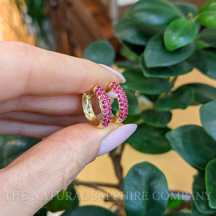 0.91 Ct.Tw. Ruby Pave Earrings, 14K Yellow Gold