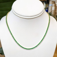 5.20 Ct. Emerald and Natural Diamond Pave Necklace, 14K Yellow Gold Image