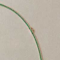 5.20 Ct. Emerald and Natural Diamond Pave Necklace, 14K Yellow Gold Image