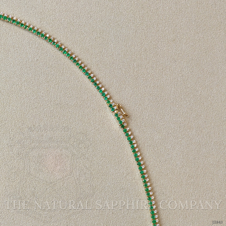 5.20 Ct. Emerald and Natural Diamond Pave Necklace, 14K Yellow Gold