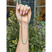 5.20 Ct. Emerald and Natural Diamond Pave Necklace, 14K Yellow Gold Life Style
