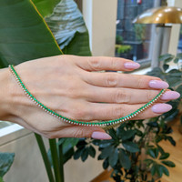 5.20 Ct. Emerald and Natural Diamond Pave Necklace, 14K Yellow Gold Life Style