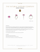 3.01 Ct. Pink Sapphire and Natural Diamond Three Stone Ring, Platinum 950 Appraisal