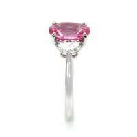 3.01 Ct. Pink Sapphire and Natural Diamond Three Stone Ring, Platinum 950 Image