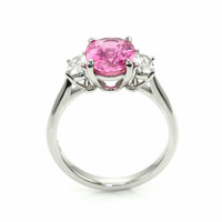 3.01 Ct. Pink Sapphire and Natural Diamond Three Stone Ring, Platinum 950 Image