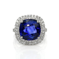 8.95 Ct. Blue Sapphire and Natural Diamond Pave Ring, Platinum 950 Video