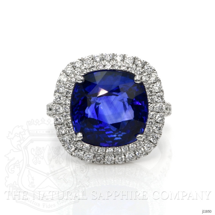 8.95 Ct. Blue Sapphire and Natural Diamond Pave Ring, Platinum 950