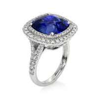 8.95 Ct. Blue Sapphire and Natural Diamond Pave Ring, Platinum 950 Image