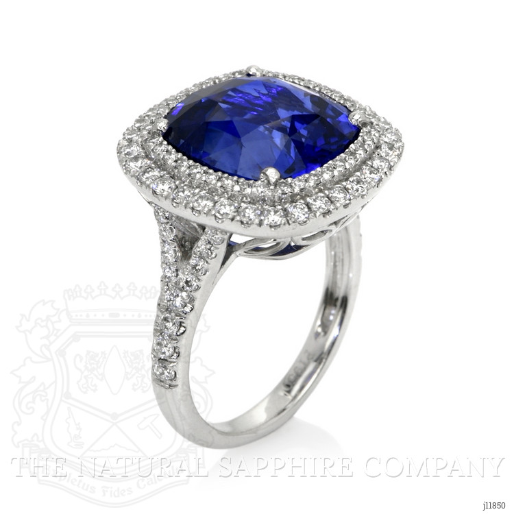 8.95 Ct. Blue Sapphire and Natural Diamond Pave Ring, Platinum 950