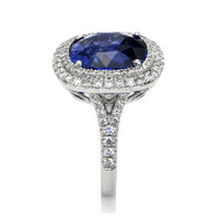 8.95 Ct. Blue Sapphire and Natural Diamond Pave Ring, Platinum 950 Image