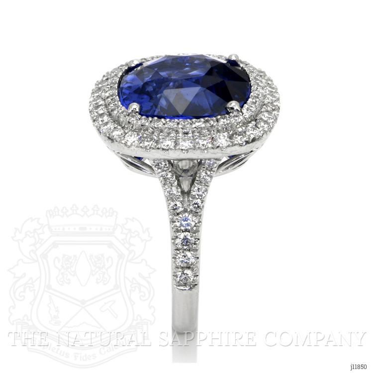 8.95 Ct. Blue Sapphire and Natural Diamond Pave Ring, Platinum 950