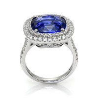 8.95 Ct. Blue Sapphire and Natural Diamond Pave Ring, Platinum 950 Image