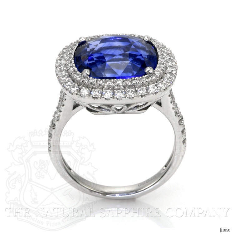 8.95 Ct. Blue Sapphire and Natural Diamond Pave Ring, Platinum 950