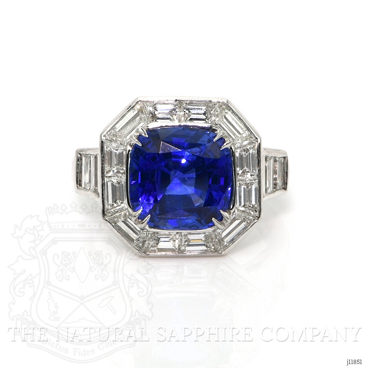 4.13 Ct. Blue Sapphire and Natural Diamond Halo Ring, Platinum 950