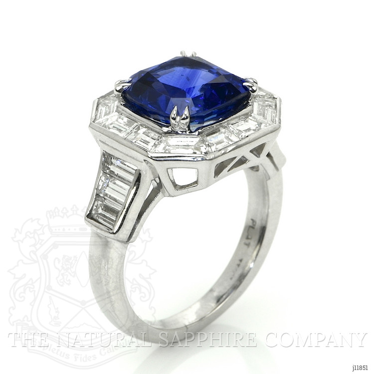 4.13 Ct. Blue Sapphire and Natural Diamond Halo Ring, Platinum 950