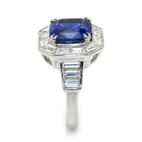 4.13 Ct. Blue Sapphire and Natural Diamond Halo Ring, Platinum 950 Image