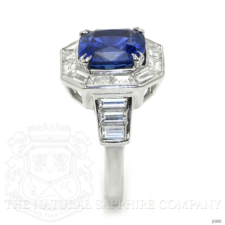 4.13 Ct. Blue Sapphire and Natural Diamond Halo Ring, Platinum 950