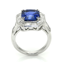 4.13 Ct. Blue Sapphire and Natural Diamond Halo Ring, Platinum 950 Image