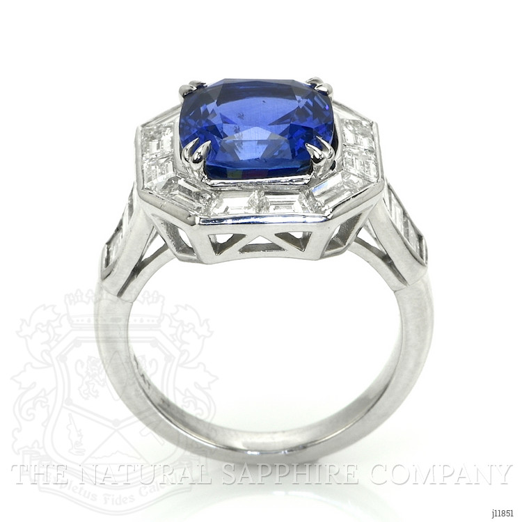 4.13 Ct. Blue Sapphire and Natural Diamond Halo Ring, Platinum 950