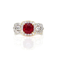 2.01 Ct. Ruby and Natural Diamond Pave Ring, 18K White & Yellow Video