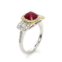 2.01 Ct. Ruby and Natural Diamond Pave Ring, 18K White & Yellow Image