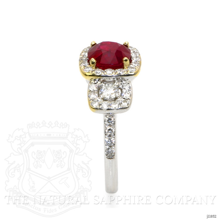 2.01 Ct. Ruby and Natural Diamond Pave Ring, 18K White & Yellow