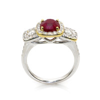 2.01 Ct. Ruby and Natural Diamond Pave Ring, 18K White & Yellow Image
