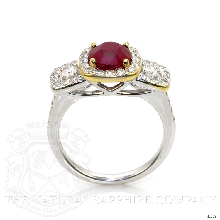 2.01 Ct. Ruby and Natural Diamond Pave Ring, 18K White & Yellow
