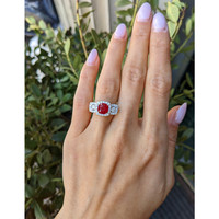 2.01 Ct. Ruby and Natural Diamond Pave Ring, 18K White & Yellow Life Style