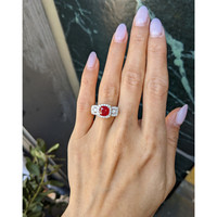 2.01 Ct. Ruby and Natural Diamond Pave Ring, 18K White & Yellow Life Style