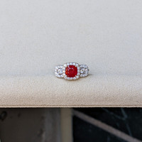 2.01 Ct. Ruby and Natural Diamond Pave Ring, 18K White & Yellow Life Style