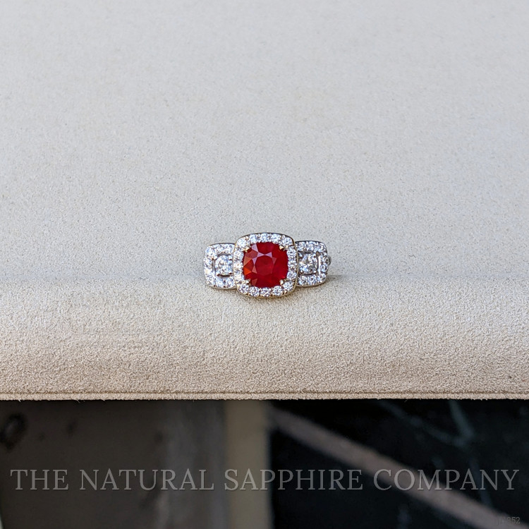 2.01 Ct. Ruby and Natural Diamond Pave Ring, 18K White & Yellow