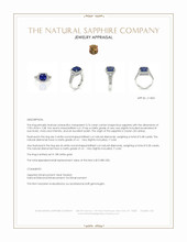 3.76 Ct. Blue Sapphire and Natural Diamond Pave Ring, 18K White Gold Appraisal