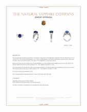 3.46 Ct. Blue Sapphire and Natural Diamond Three Stone Ring, Platinum 950 Appraisal