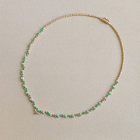 2.57 Ct. Emerald and Natural Diamond Pave Necklace, 14K Yellow Gold Image