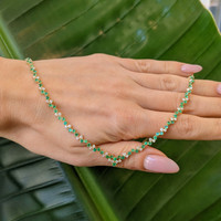 2.57 Ct. Emerald and Natural Diamond Pave Necklace, 14K Yellow Gold Life Style