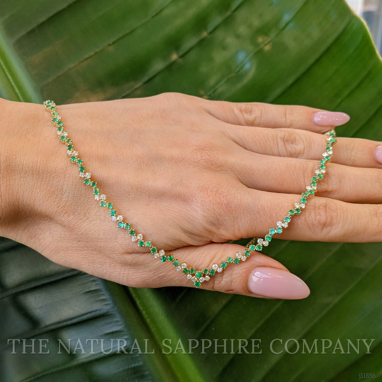 2.57 Ct. Emerald and Natural Diamond Pave Necklace, 14K Yellow Gold